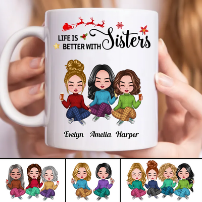 Life Is Better With Sisters - Personalized Mug - Makezbright Gifts