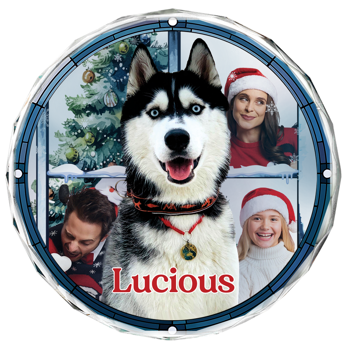 Custom Photo Pet Face Purry And Bright - Personalized Circle Acrylic Ornament