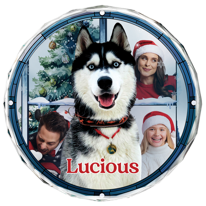 Custom Photo Pet Face Purry And Bright - Personalized Circle Acrylic Ornament