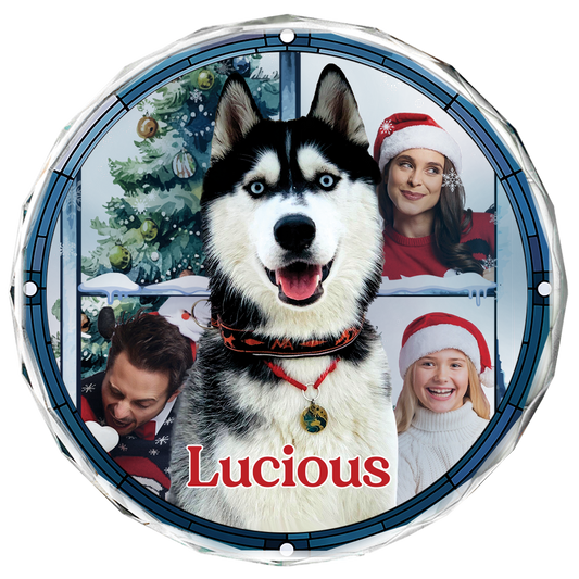 Custom Photo Pet Face Purry And Bright - Personalized Circle Acrylic Ornament