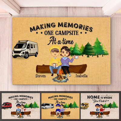 Couple - Making Memories One Campsite At A Time - Personalized Doormat - Makezbright Gifts