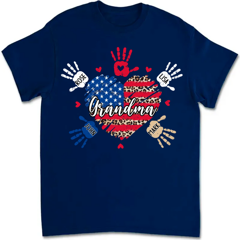 Grandma - Grandkids Heart and Hands - Personalized T-Shirt