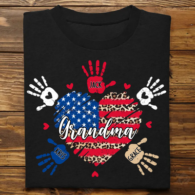 Grandma - Grandkids Heart and Hands - Personalized T-Shirt
