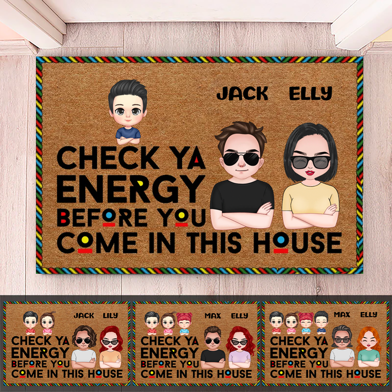 Family - Check Ya Enegry - Personalized Doormat