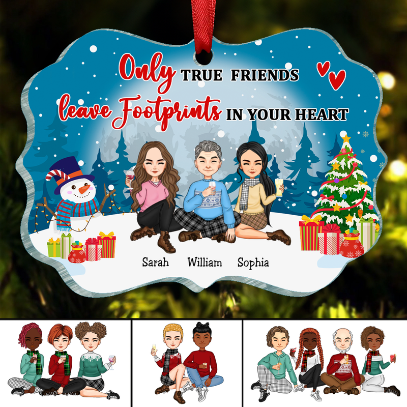 Friends - Only True Friends Leave Footprints In Your Heart - Personalized Christmas Ornament (II)