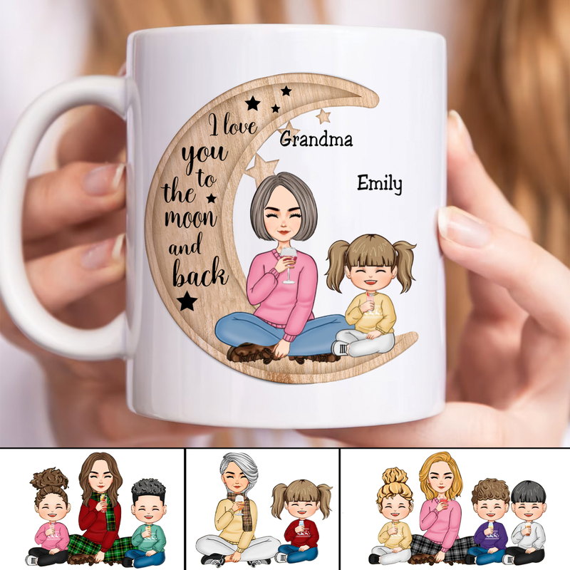 Grandma - I Love You To The Moon And Back - Personalized Mug (I)