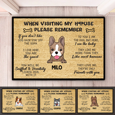 Dog Lovers - When Visit My House Please Remember - Personalized Doormat (Ver 3) - Makezbright Gifts