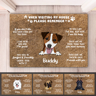 Dog Lovers - When Visit My House Please Remember - Personalized Doormat (Ver 4) - Makezbright Gifts