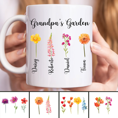 Father's Day - Custom Grandpa's Garden Vase With Grandkids Names Birth Month Flower Vase - Personalized Mug (LH)