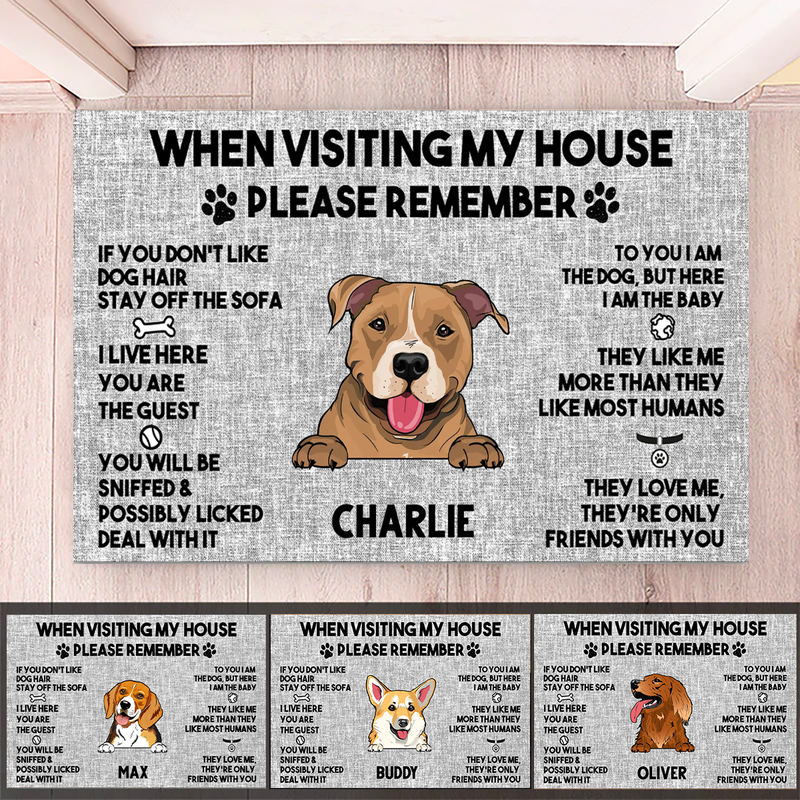 Dog Lovers - When Visit My House Please Remember - Personalized Doormat (Ver2)