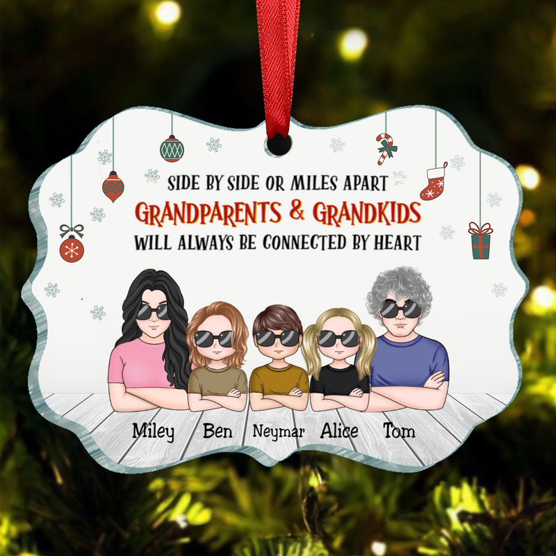 Family - Side By Side Grandparents & Grandkids - Personalized Transparent Ornament