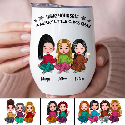 Besties - Have Yourself A Merry Little Christmas - Personalized Wine Tumbler
