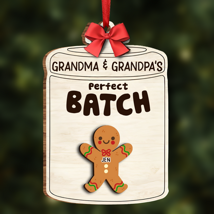 Grandma Grandpa Mom Dad Perfect Patch - Gift For Mom, Dad, Grandparents - Personalized 2-Layered Wooden Ornament