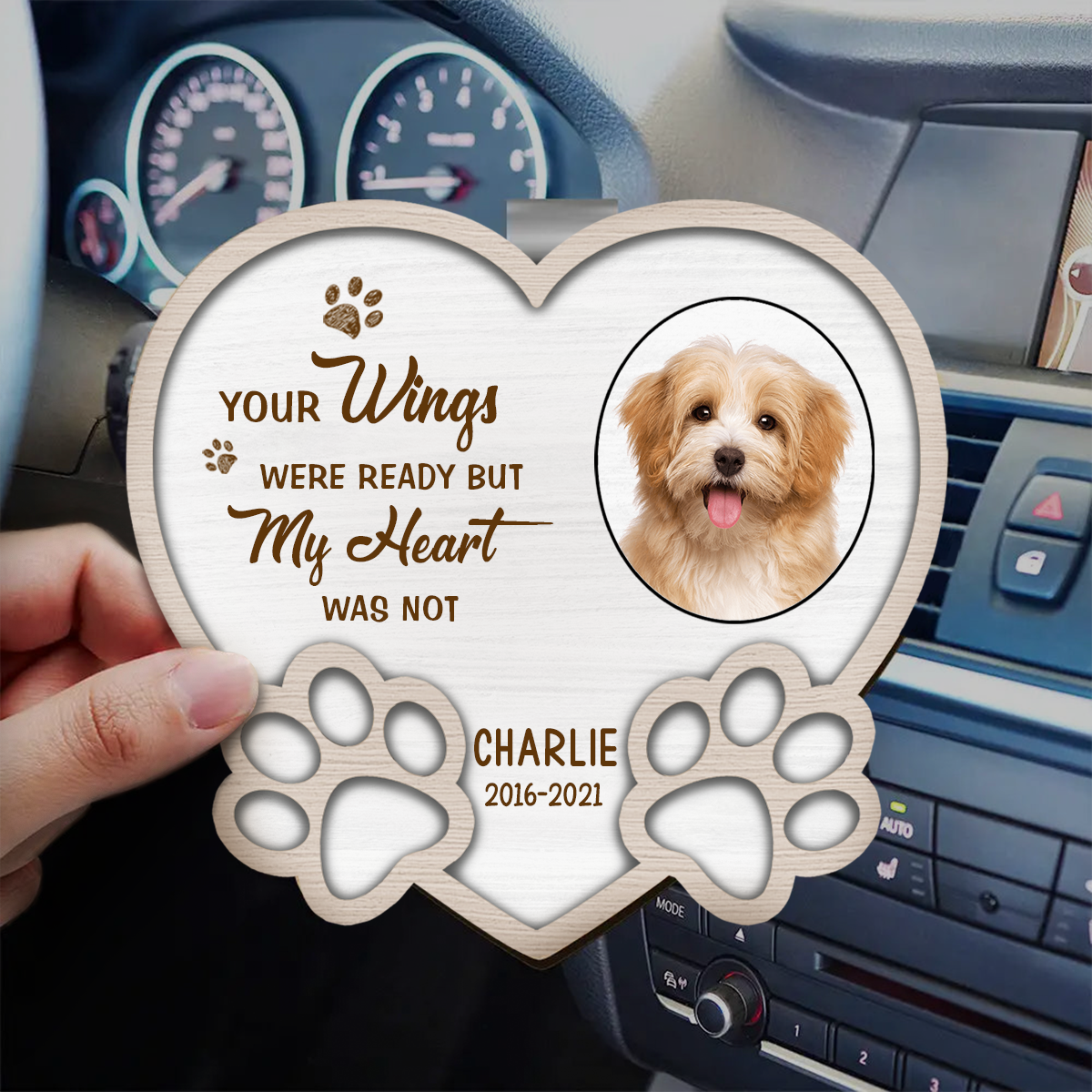 Custom Photo You Left Paw Prints On My Heart Forever - Personalized Custom Shaped Car Visor Clip