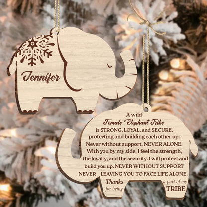 Elephant Sisterhood Sister Bestie Thank You - Personalized Wooden Ornament Print 2 Sides