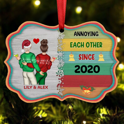 Christmas Couple I Want To Annoy For The Rest Of My Life - Personalized Wooden Ornament