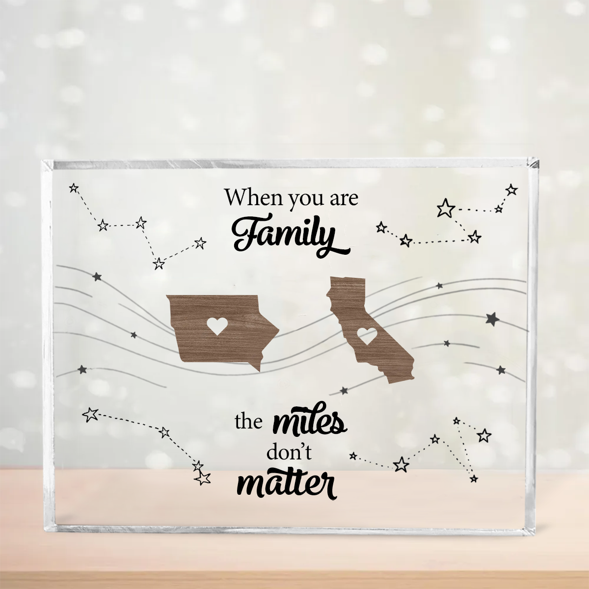 Long Distance Family Friends Siblings Sisters Besties Personalized Acrylic Plaque, Togetherness Christmas Gift