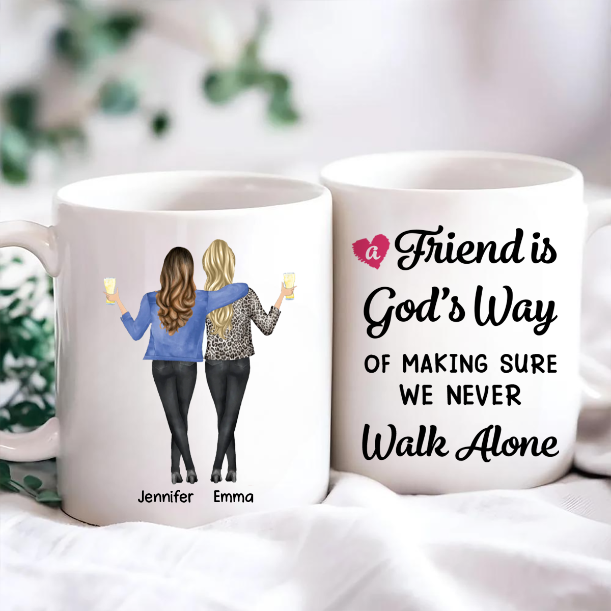 A Friend Is God's Way Besties Best Friend Gift Cup, Friendship Personalized Mug