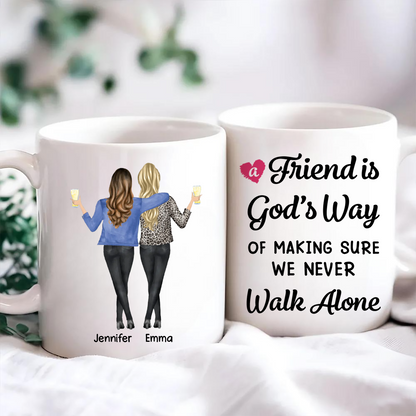 A Friend Is God's Way Besties Best Friend Gift Cup, Friendship Personalized Mug