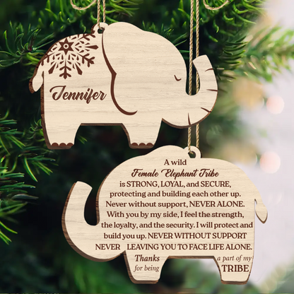 Elephant Sisterhood Sister Bestie Thank You - Personalized Wooden Ornament Print 2 Sides