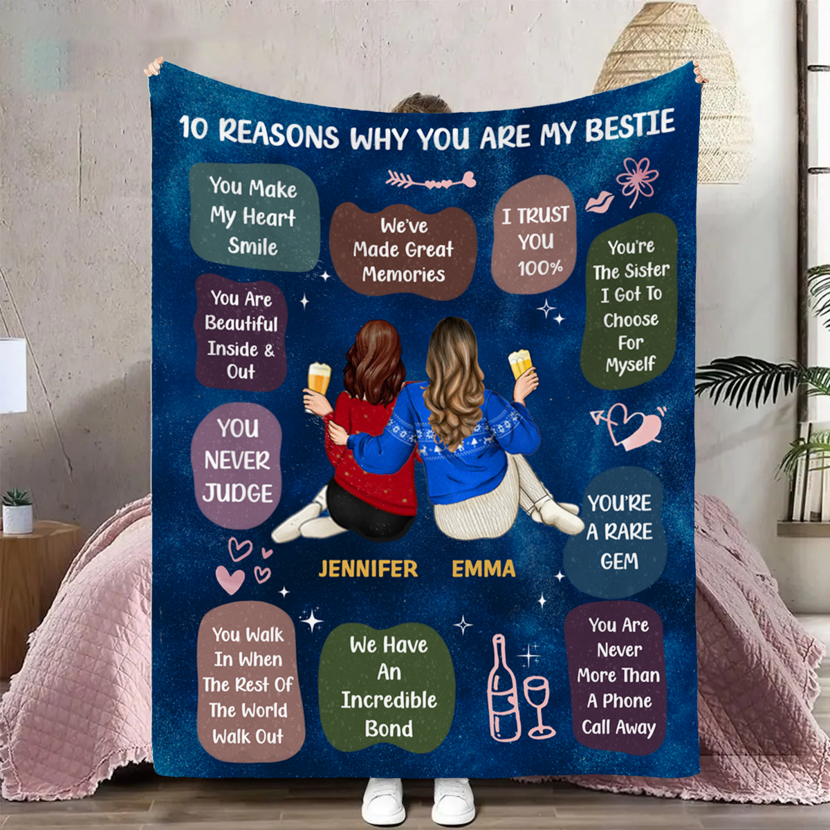 10 Reasons Why You Are My Bestie Backside - Personalized Fleece Blanket, Sherpa Blanket