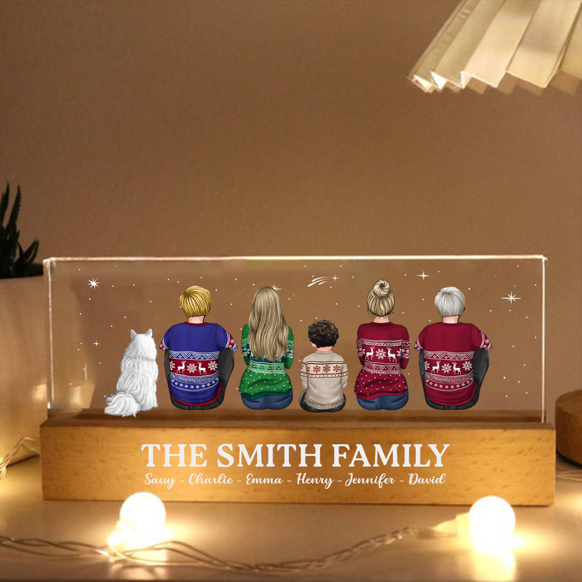 Whole Family Together Personalized Acrylic LED Night Light, Father's Day Gift For Dad, For Husband