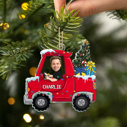 Custom Photo Funny Face Vehicle - Personalized Custom Shaped Acrylic Ornament