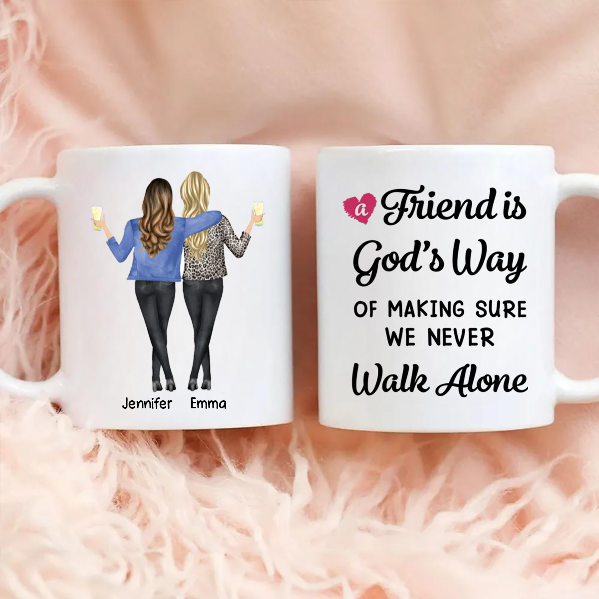 A Friend Is God's Way Besties Best Friend Gift Cup, Friendship Personalized Mug