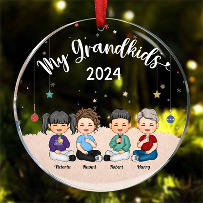 Family - My Grandkids - Personalized Acrylic Circle Ornament (LH)