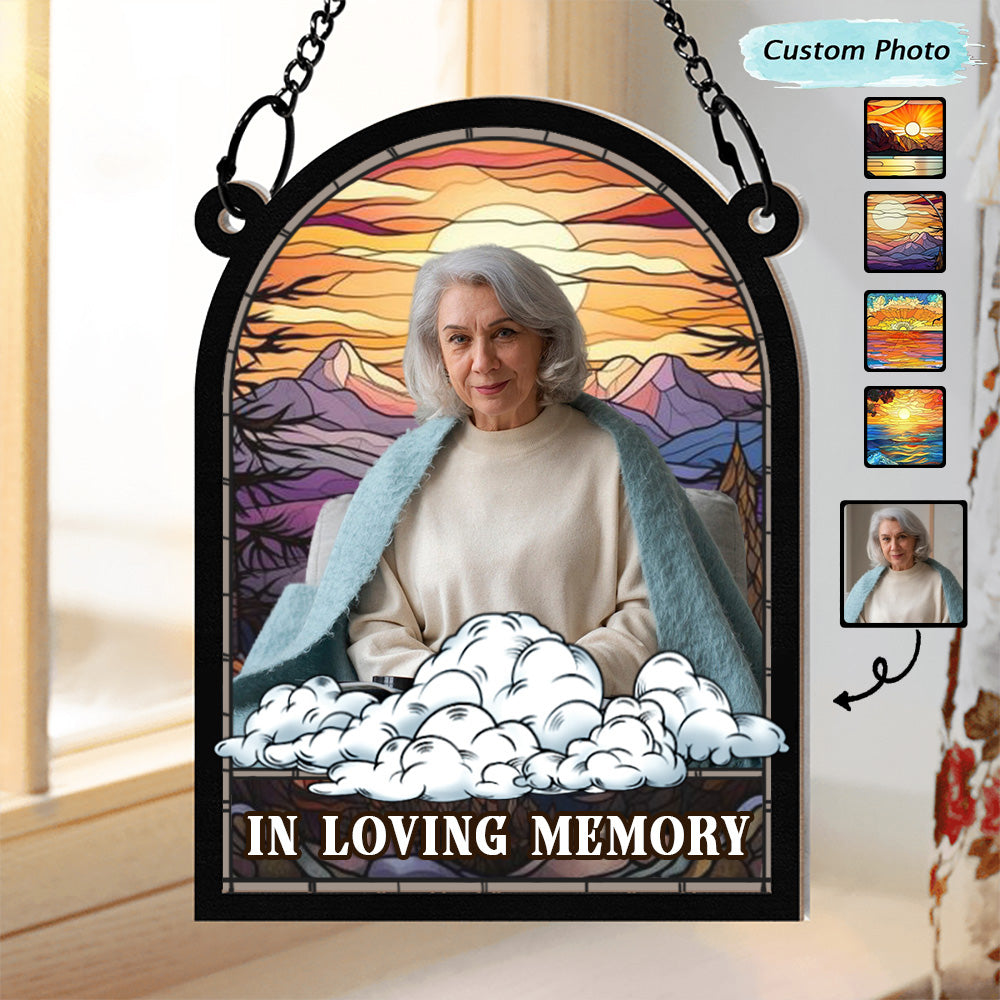 Custom Photo In Loving Memory - Personalized Window Hanging Suncatcher Ornament