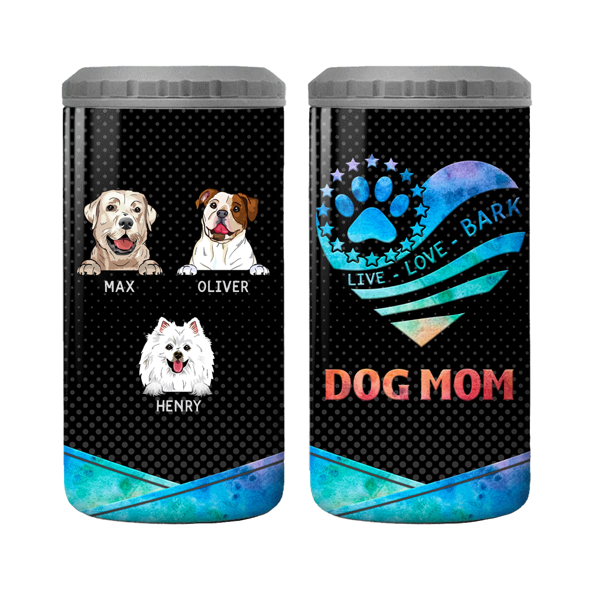 Dog Mom Galaxy Texture Multiple Use Personalized 4 In 1 Can Cooler