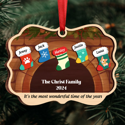 Stockings Hanging The Most Wonderful Time Of Year - Gift For Family - Personalized Custom Ornament