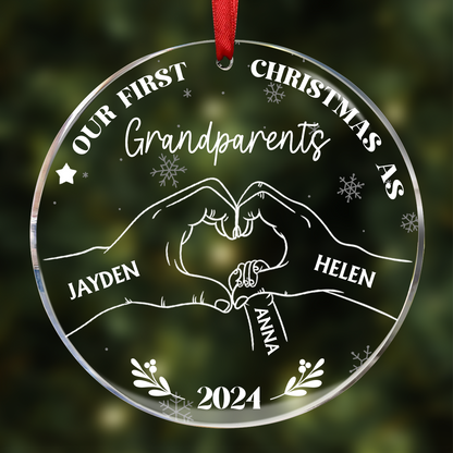 Our First Christmas As Grandparents - Personalized Circle Ornament