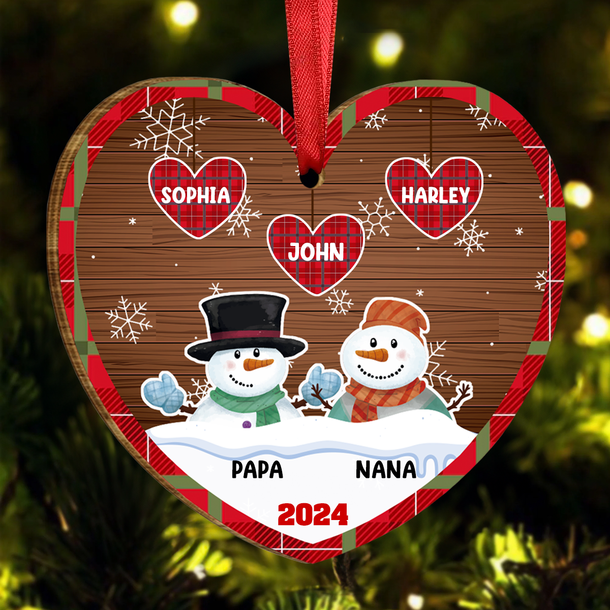 Papa Nana Snowman Christmas Grandparents - Personalized Custom Shaped Ornament