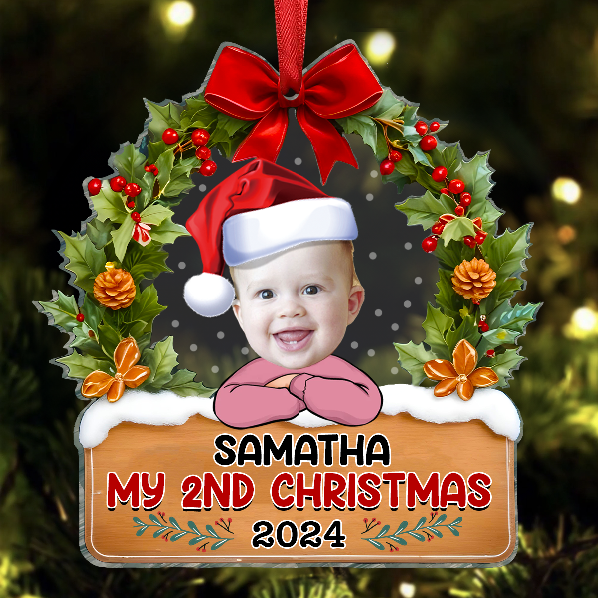 My 1st Christmas - Personalized Babys Photo First Christmas Ornament