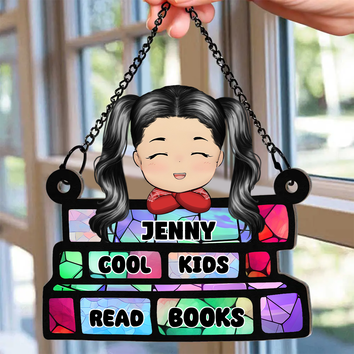 Cool Kids Read Books Reading Classroom Decor - Personalized Window Hanging Suncatcher Ornament