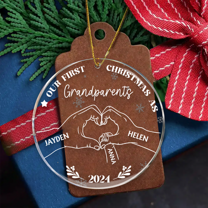 Our First Christmas As Grandparents - Personalized Circle Ornament