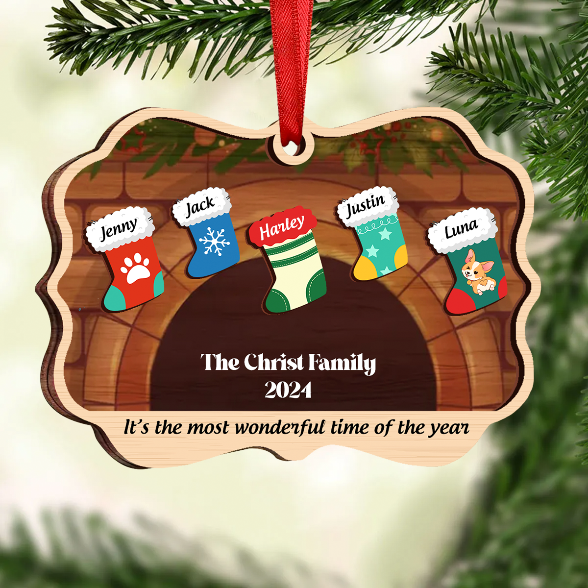 Stockings Hanging The Most Wonderful Time Of Year - Gift For Family - Personalized Custom Ornament