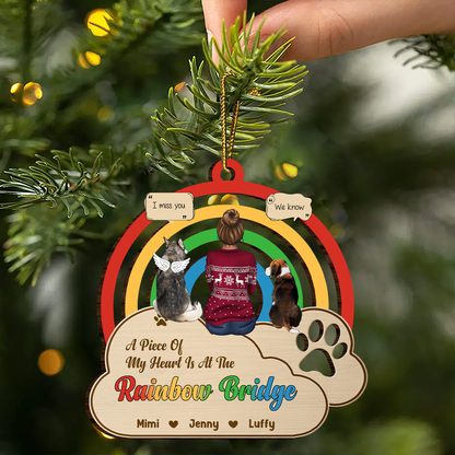 Memorial Dog Cat We Will Meet Again At The Rainbow Bridge - Personalized Wooden Cutout Ornament