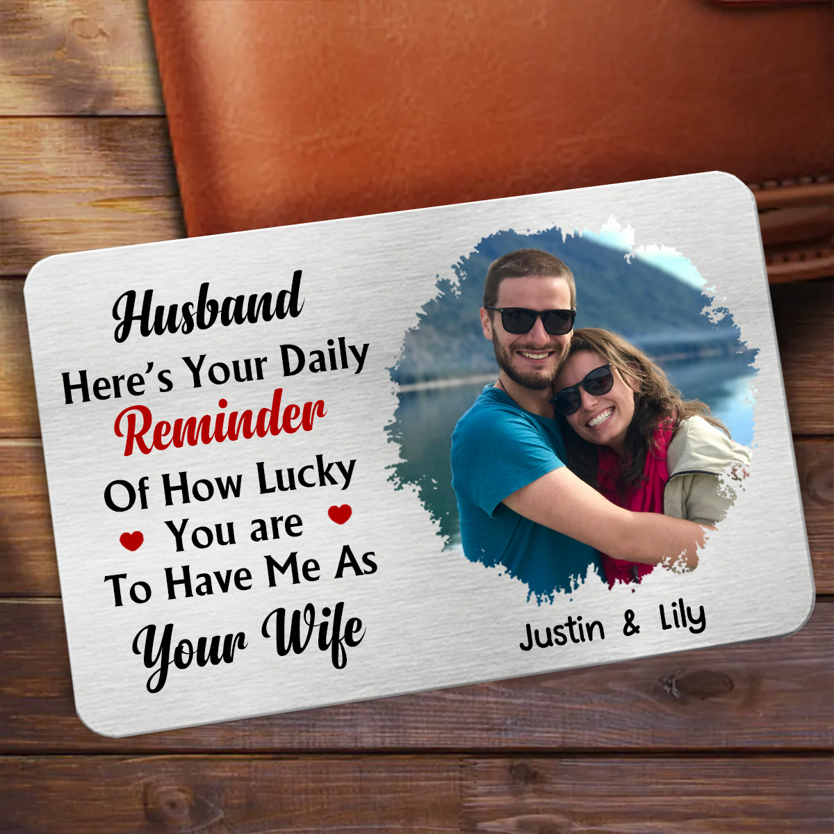 Custom Photo Husband How Lucky You Are - Personalized Aluminum Wallet Card