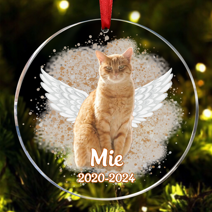 Custom Photo Memorial Dog Cat - Pet Memorial Gift, Christmas Gift - Personalized Circle Acrylic Ornament