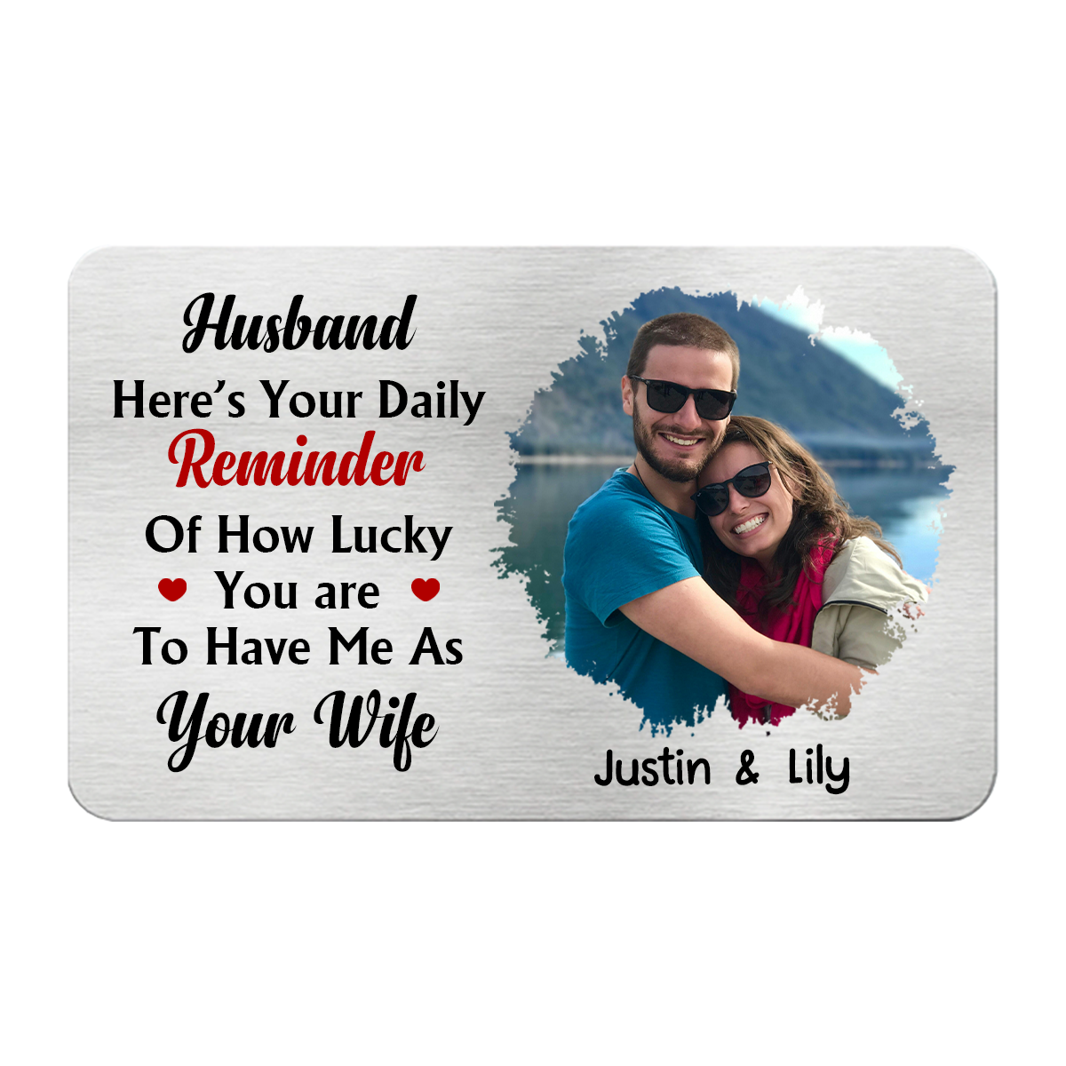 Custom Photo Husband How Lucky You Are - Personalized Aluminum Wallet Card