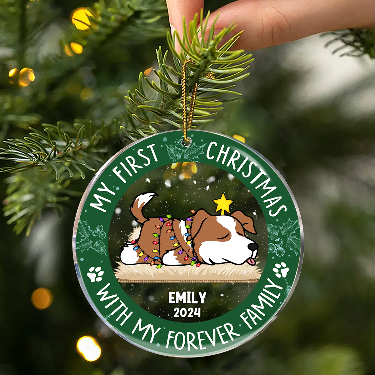 First Christmas With My Forever Home - Personalized Circle Ornament