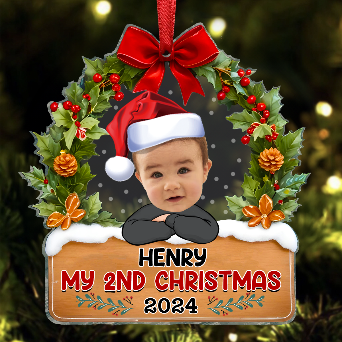 My 1st Christmas - Personalized Babys Photo First Christmas Ornament