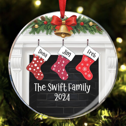 Family Christmas Stock Personalized Circle Ornament