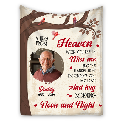 Custom Photo Memorial A Hug From Heaven - Personalized Fleece Blanket, Sherpa Blanket