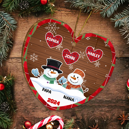 Papa Nana Snowman Christmas Grandparents - Personalized Custom Shaped Ornament