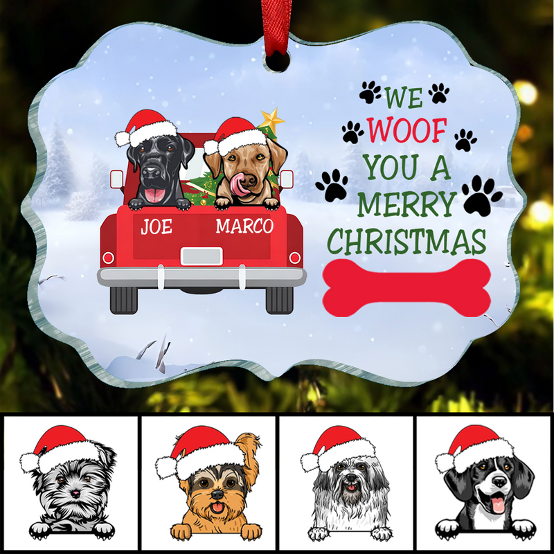 Dog Lovers - Woof You Christmas - Personalized Acrylic Ornament