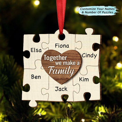 Christmas Puzzle We Make A Family - Personalized 2-Layered Wooden Ornament