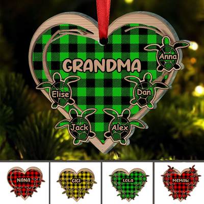 Grandma  -  Grandma Heart Grandkids Turtles - Personalized Acrylic Ornament